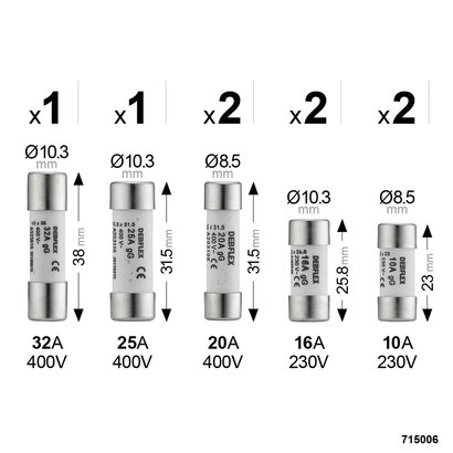 Fusible céramique avec voyant de 10A à 32A sachet de 8 pièces - Debflex