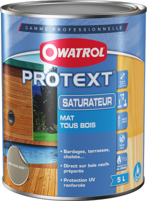 Saturateur Bois Mat à l'eau PROTEXT OWATROL PRO - Gris Vieux Bois - Pot de 5L