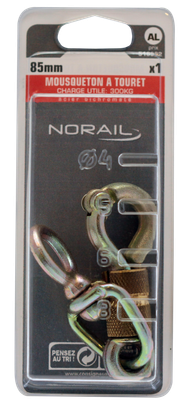 Mousqueton securite a touret L.85mm