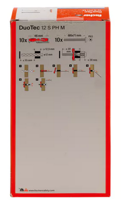 Cheville à bascule avec vis tête ronde DuoTec 12 - Boîte de 10