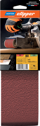 Bandes abrasives Corindon 100 x 610 G80 - Lot de 4