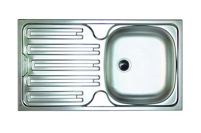 Évier inox à encastrer 1 cuve + égouttoir 780 x 435MM CIX611 lisse / vidage / bonde manuelle