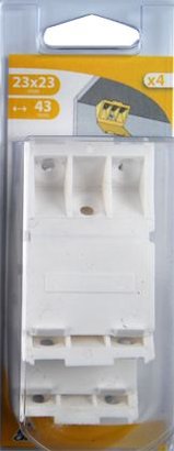 Equerre taquet avec cache vis 3 trous de vis Plastique blanc 23x23x43 Blister de 4
