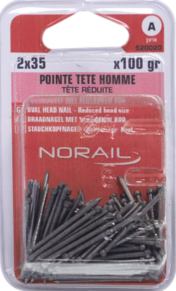 Pointe Tête homme Acier 2x35 Blister de 100g