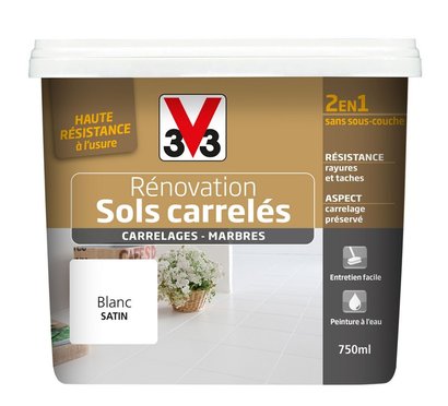 Peinture rénovation SOLS CARRELÉS - Satin BLANC 2L