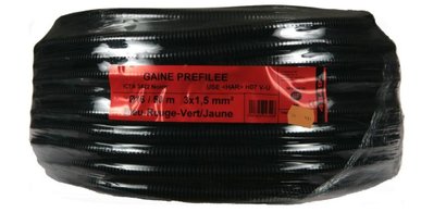 Gaine préfilée d'installation ⌀16MM - 3 x 1.5 MM² - L.50 M - Noir