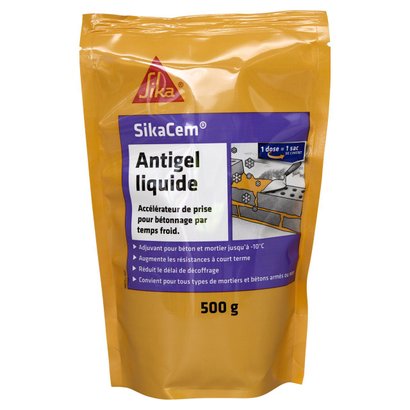 Accélerateur de prise SikaCem Antigel liquide pour béton et mortier 500GR
