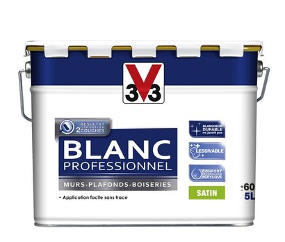 Peinture GAMME PROFESSIONNELLE BICOUCHE ACRYL BLANC PROF SATIN 5L