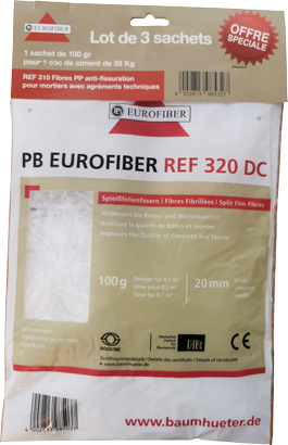 Lot de 3 doses fibres PP 20MM anti-fissuration pour dallages béton