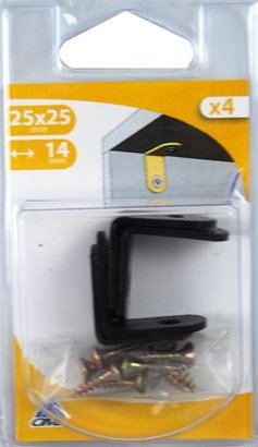 Equerre de chaise Acier epoxy noir 25x25x15 Blister de 4