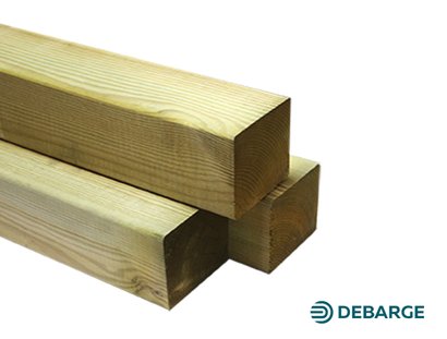 Poteau carré en Pin Nord  4 FL cl4 en 90x90 mm ˗ 2,40m