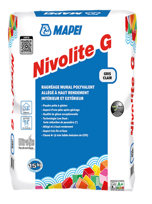 Ragréage mural allégé - NIVOLITE G  Gris clair - Sac de 15kg