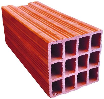 BRIQUE TERRE CUITE CREUSE DIM. 20 X 20 X 50 CM A MACONNER