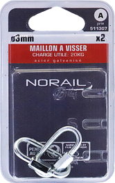Maillon à visser Acier galvanisé Ø3mm L:36mm Blister de 2