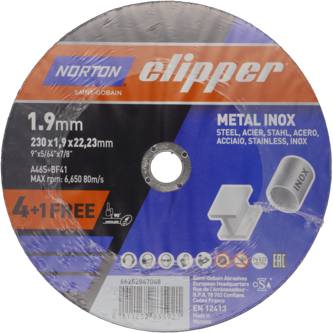 Disque à tronçonner PRO METAL/INOX 230x1,9x22,23 T41  4+1 Gratuit