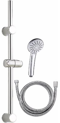 DOUCHETTE 3 JETS OASIS CHROMÉE + FLEXIBLE 1.50 M + BARRE DE DOUCHE COQUE