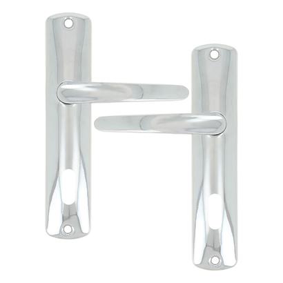 Ensemble de poignées Alu/plaque acier entraxe 165mm à Clé - DORI Chromé