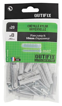 Cheville nylon universelle NTC Avec vis TF Sachet 20 pcs