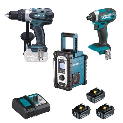 Pack MAKITA DLX2144TJ1/ perceuse DDF458 + Visseuse chocs DTD152+ radio DMR116                                                                               