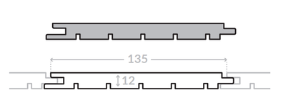Lambris Raboté - Profil Elégie Carré Languette Décalée - 12x135mm L.2,65m