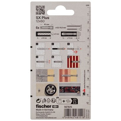 Cheville nylon SX Plus 12x60 - Blister de 6