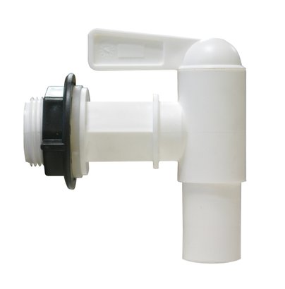 Robinet BLANC pour récupérateur d'eau 3/4 19mm. Avec joint et contre-écrou. "