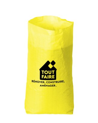 Sac à gravats jaune avec logo Tout Faire 55 x 100 70L/40KG - Lot de 10 sacs