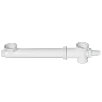 Tubulure de raccordement pour évier 2 bacs + prise machine à laver    