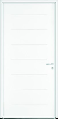 PORTE D'ENTRÉE ÉQUATION ACIER BLANC 2150 X 900 MM TAPEE 100MM POUSSANT GAUCHE