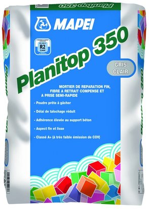 Mortier de réparation fibré fin à prise semi rapide - PLANITOP 350 Gris clair - Sac de 25kg