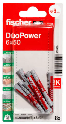 Cheville DuoPower 6x50 - Blister 8 pièces