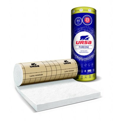 Panneau roule de laine de verre Kraft Pure 35 QP Ep 220 mm 3.0x1.2m R 6.25