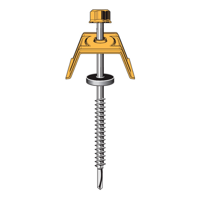 Fixation 3en1, 1000T, pour panne bois, Vis TETALU P1 Ø6,3x100mm + Cavalier 1000T + Rondelle, RAL 7016 Gris Anthracite