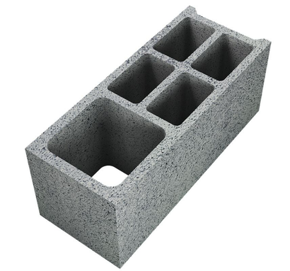 Bloc creux d'angle carré en béton - long. 50CM x haut. 20CM x ep. 20CM