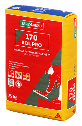 Sac de 25 kg de ragréage autolissant Parexlanko SOL PRO 170 gris