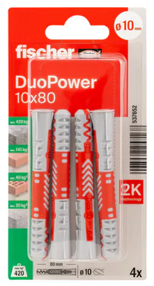 Cheville DuoPower 10x80 - Blister 4 pièces