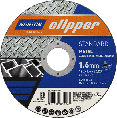 Disque à tronçonner STANDARD METAL/INOX 125x1,6x22,23 T41