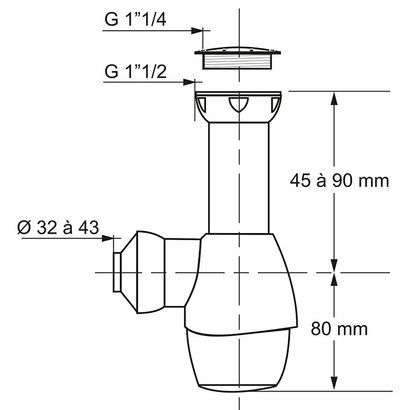 Siphon lavabo/évier universel Ø 32/40 mm- tout en un         
