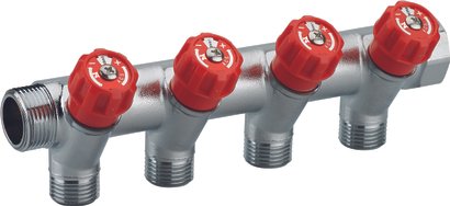 COLLECTEUR ROUGE MF 3/4- 4 DEPARTS M 1/2 ROBINET INTEGRE