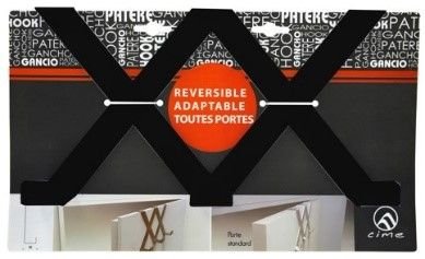 Patère 3 têtes - Zigzag réversible Acier noir 160x300x55 