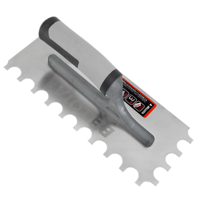 Platoir à colle acier denture demi-lune 15mm avec manche bi-matière - 280x120mm