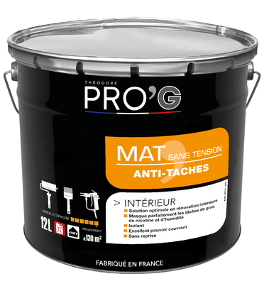 Peinture MAT SANS TENSION PRO G - Blanc - Seau de 12L