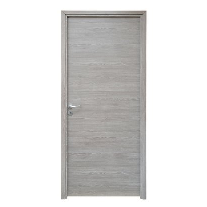 Bloc-porte FUJI Mélaminé à Chant Droit Alvéolaire - Décor structuré Chêne Gris Galet - Huisserie KM1 fin de chantier - Poussant Droit - 204x73cm 