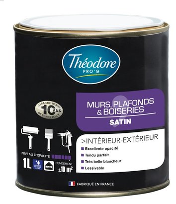 PEINTURE MUR PLAFOND ET BOISERIE Satin velours Int-ext BLANC BTP 1 litre