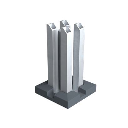 Platine Acier Inox + Cache Gris 120 x 120 x 200MM pour poteau BOSTON 75 x 75MM