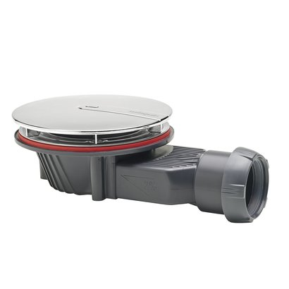 Bonde de douche SLIM+ Ø 90 mm extraplate dôme abs chromé sortie horizontale                      