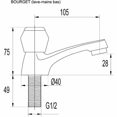 Robinet de lave-mains BOURGET chromé hauteur 75MM