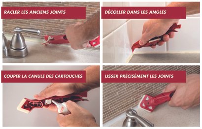 Outil 4 en 1 Rac'liss pour enlever joints silicone
