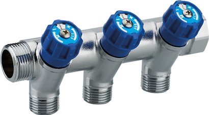 COLLECTEUR BLEU MF 3/4 - 3 DEPARTS M 1/2 ROBINET INTEGRE