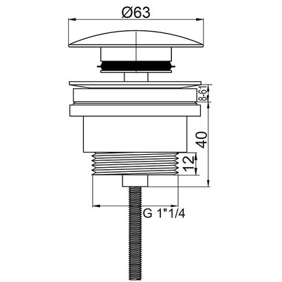 Bonde de lavabo laiton chromé Dôme fixe - corps 40mm - avec vis centrale             